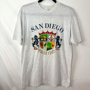 Vintage 90s San Diego yacht club graphic T-shirt deadstock nwot large gray